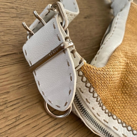 FENDI Oyster Selleria Lavorazione a Mano handbag. Straw/white leather!! - Picture 7 of 16